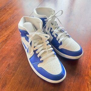 Nike Air Jordan 1 Mid Kentucky Blue White Royal Womens Shoes BQ6472-104 Size 9.5